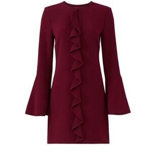 Rachel Zoe Monner Dress Bell Sleeve Cascading Ruffle Sheath Mini Purple Size 0